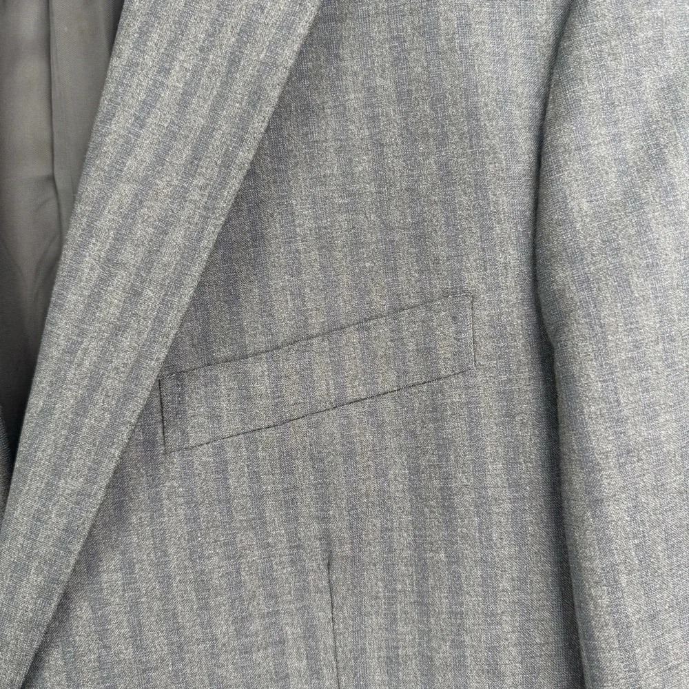 Z Zegna Sport Coat Mens 40R Gray Wool Shadow Stripe Blazer Made in Italy‎ Drop8